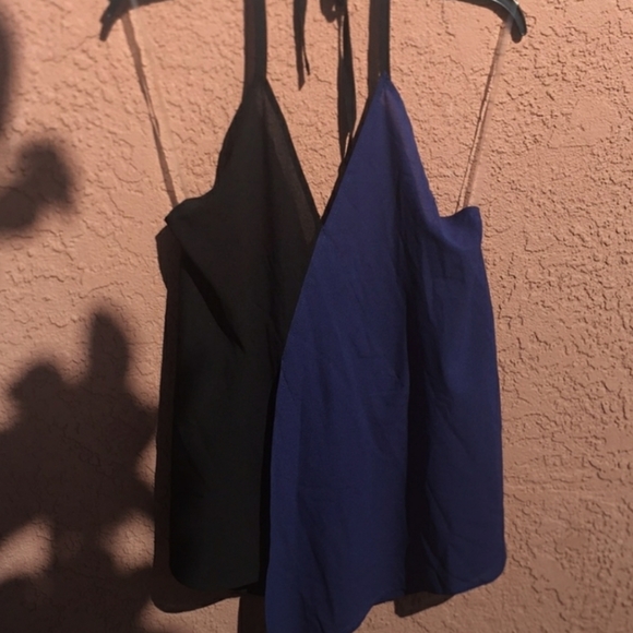 Black and Blue Color Block Rampage Halter Top - Picture 1 of 5